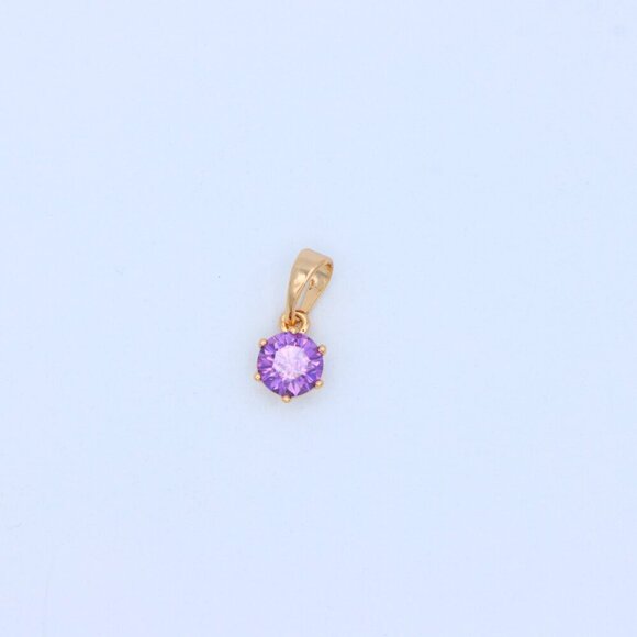 "Dainty Round Purple Stone Rose Gold Pendant, XPPT1301 - Picture 11 of 13